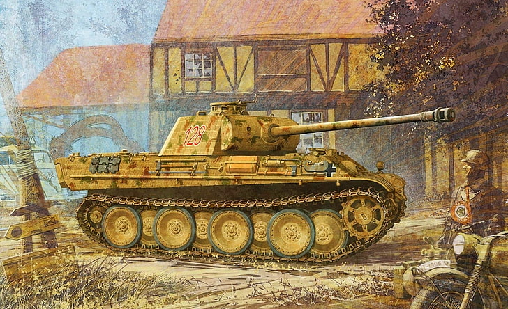 brown military tank wallpaper, figure, Panther, the second world