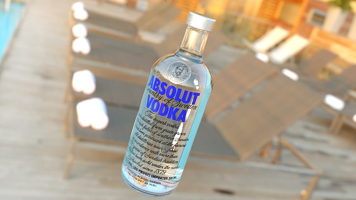 3D, model, fan art, Absolut, vodka, bottle, container, focus on foreground