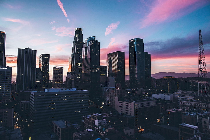 cityscape photo, structural photography of cityscape, Los Angeles, HD wallpaper