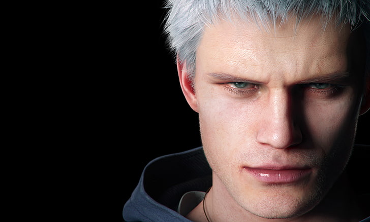 devil may cry 5, nero, white hair, anime games, one person, HD wallpaper