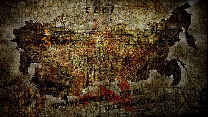 beige CCCP map, USSR, the hammer and sickle, the Soviet Union, HD wallpaper