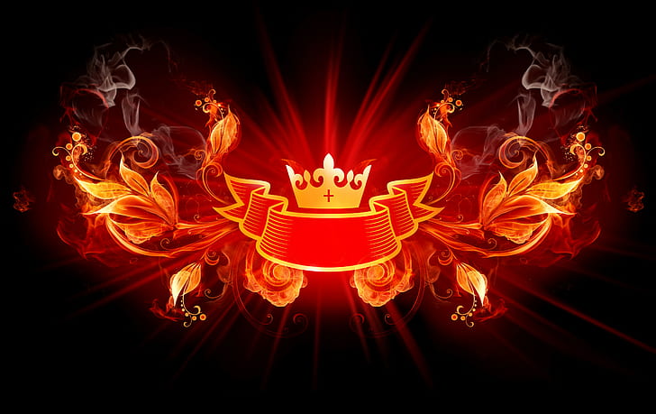 fire, crown, HD wallpaper