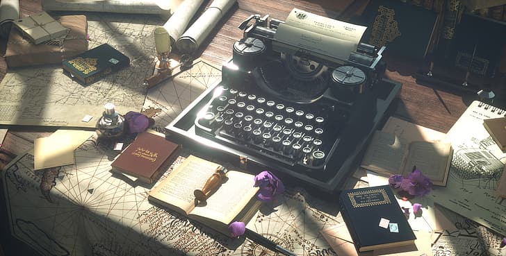 Violet Evergarden (anime), typewriters, HD wallpaper
