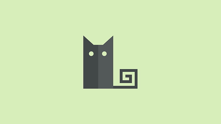 black cat illustration, minimalism, simple background, abstract, HD wallpaper