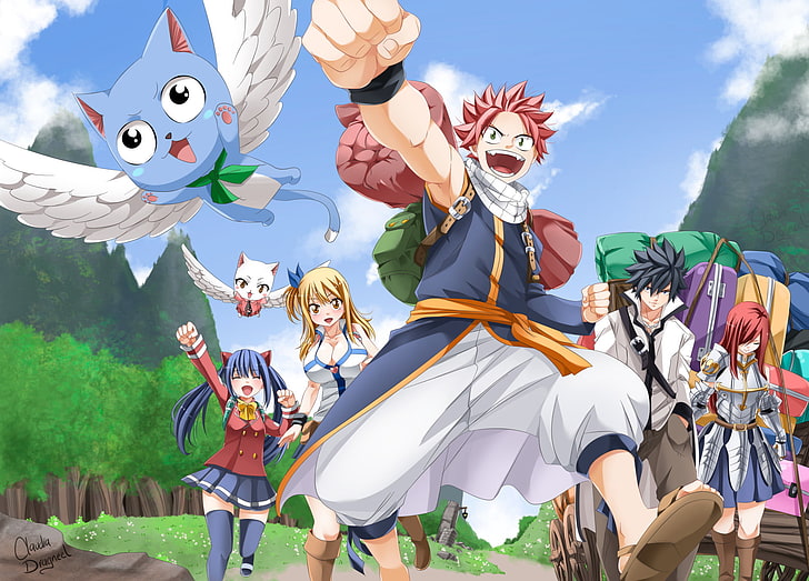 Anime, Fairy Tail, Carla (Fairy Tail), Erza Scarlet, Gray Fullbuster