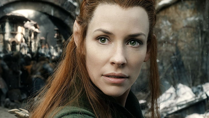 The Hobbit, Tauriel, face, redhead, movies, women, Evangeline Lilly, HD wallpaper