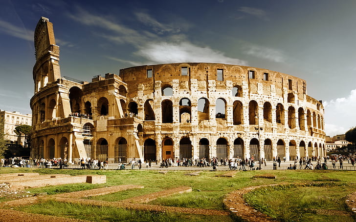 Tourist attractions, the Colosseum, Italy, HD wallpaper