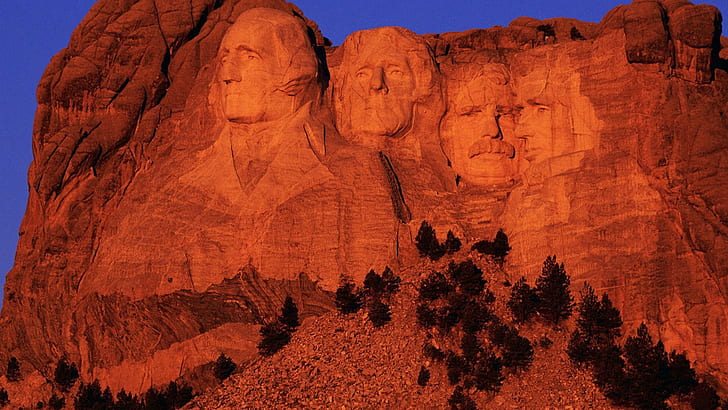 Sunset On Mount Rushmore South Dakota, sculpture, mountain, national monument, HD wallpaper