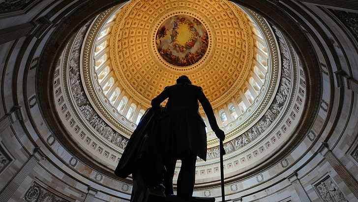 architecture, sculpture, statue, men, George Washington, dome, HD wallpaper