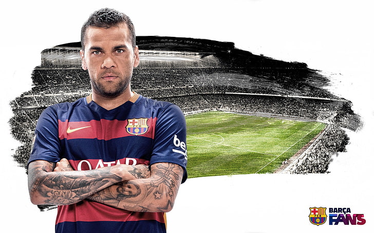 Dani Alves-2015-2016 FC Barcelona HD Wallpaper, portrait, looking at camera, HD wallpaper