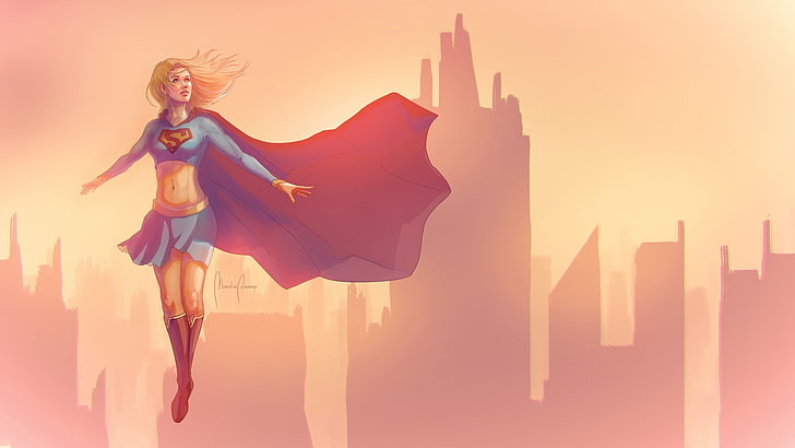 HD wallpaper: Supergirl flying city illustration, sunset, architecture, sky  | Wallpaper Flare