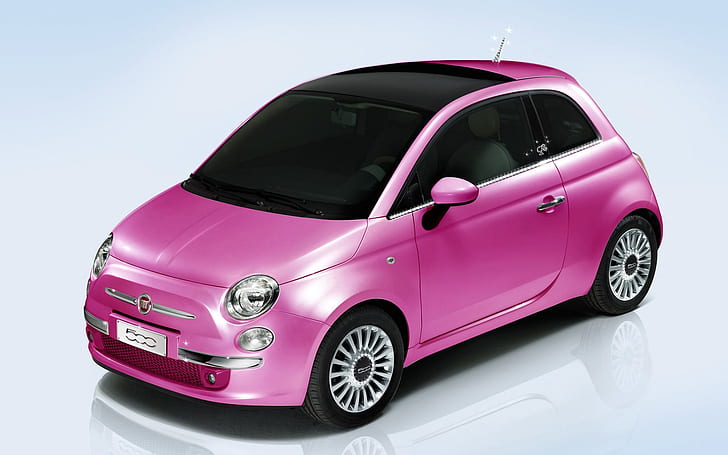 Fiat 500 Barbie, pink dodger ram 3 door hatchback, HD wallpaper