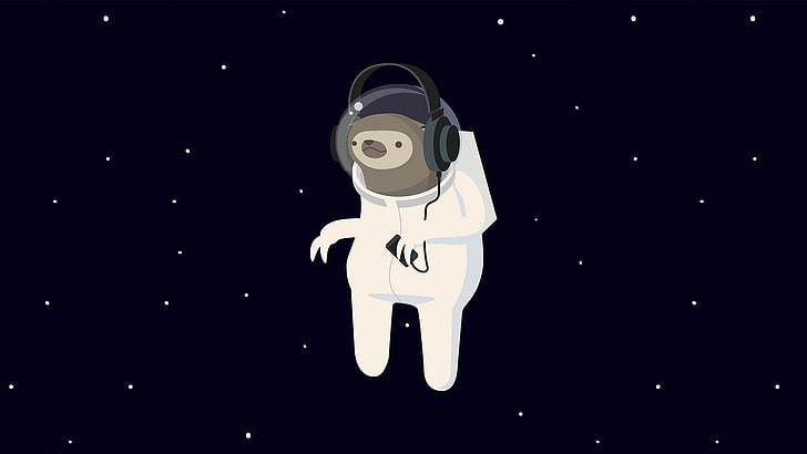 brown animal with astronaut suit wallpaper, animals, sloths, minimalism