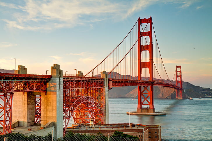 San Francisco Bridge, Golden Gate, USA, suspension, Mountain, HD wallpaper