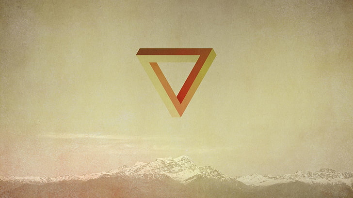 brown and red logo wallpaper, minimalism, geometry, triangle