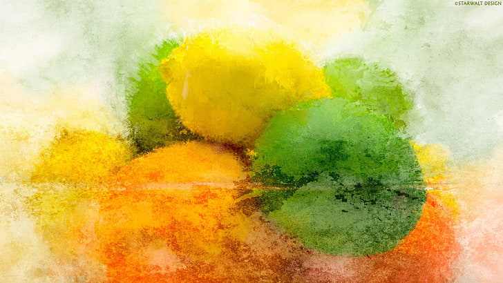 HD wallpaper: yellow lemon painting, abstract, lemons, multi ...