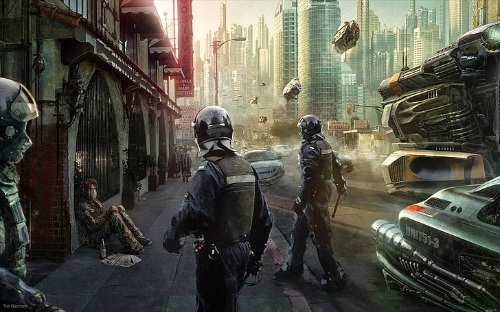 game application, cyberpunk, futuristic, police, science fiction