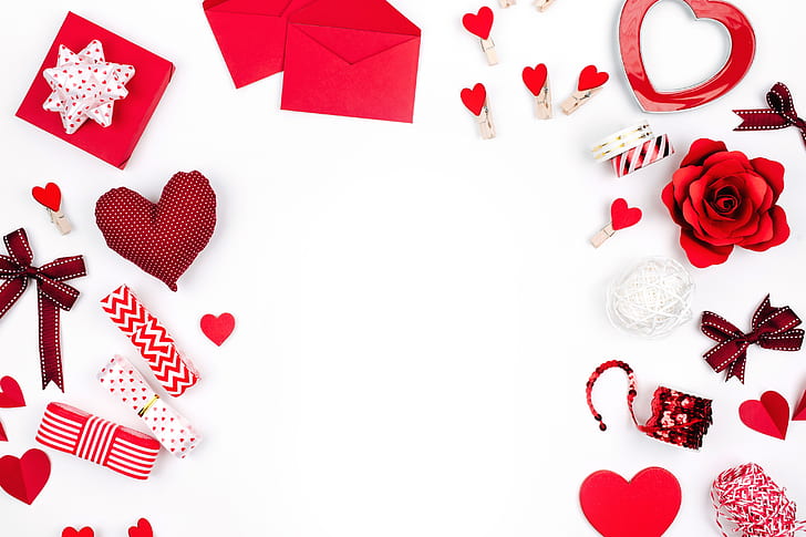 love, romance, hearts, red, romantic, Valentine's Day, gift, HD wallpaper