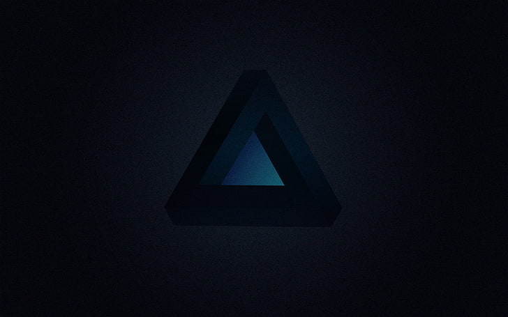 black pyramid wallpaper, minimalism, Penrose triangle, dark, digital art