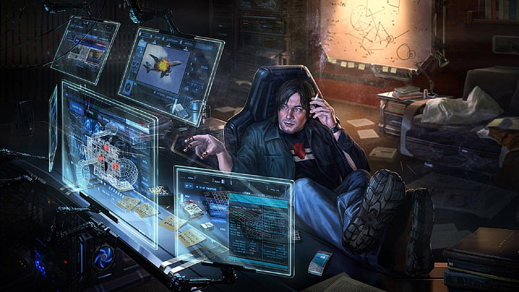 men's black jacket clipart, untitled, cyberpunk, futuristic, computer, HD wallpaper