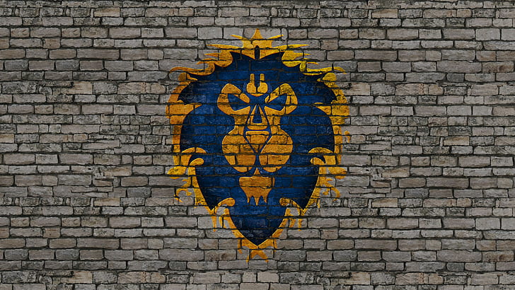 World of Warcraft WOW Alliance Wall Brick Wall HD, video games, HD wallpaper