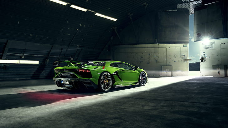 Lamborghini Aventador SVJ, car, vehicle, supercars, hangar, HD wallpaper