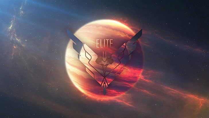 Elite, video games, space, planet, logo, stars, star - space