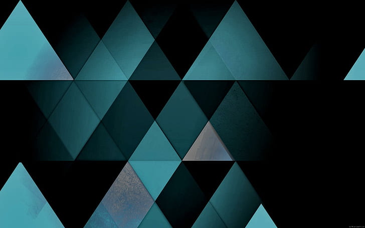 Triangular shapes, black and teal panel, trangle, geometric, abstract, HD wallpaper