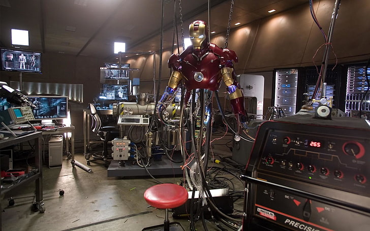 Iron-Man armor, Iron Man, Tony Stark, indoors, no people, technology