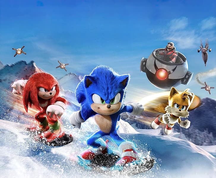 Sonic, movie poster, Sonic 2 The Movie, Paramount, movie characters