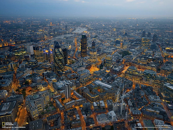 National Geographic, London, England, UK, cityscape, lights, HD wallpaper