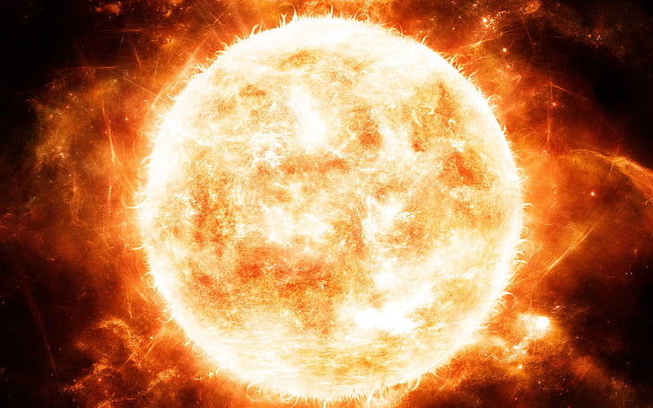 Red hot sun close-up, HD wallpaper