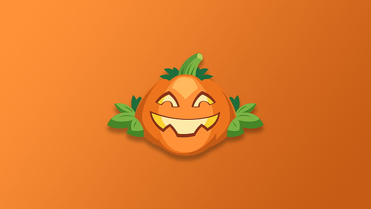 Halloween, digital, orange background, pumpkin, HD wallpaper