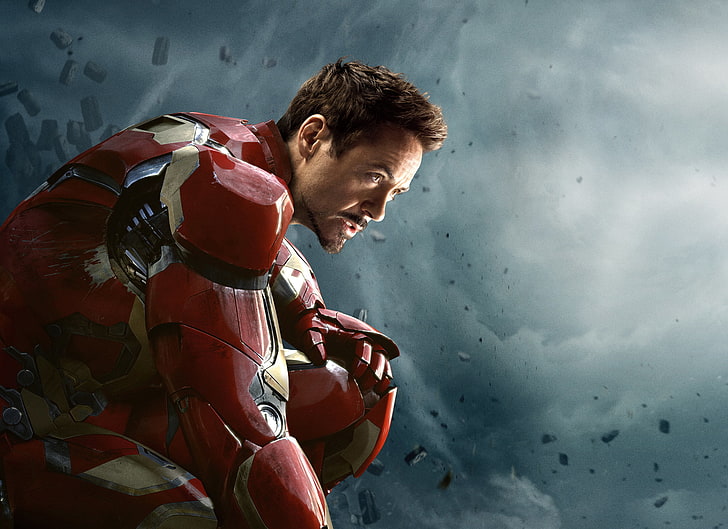Marvel Iron Man illustration, Action, Metal, Fantasy, Clouds