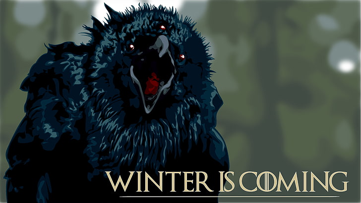 raven with text overlay, Game of Thrones, Winter Is Coming, crow