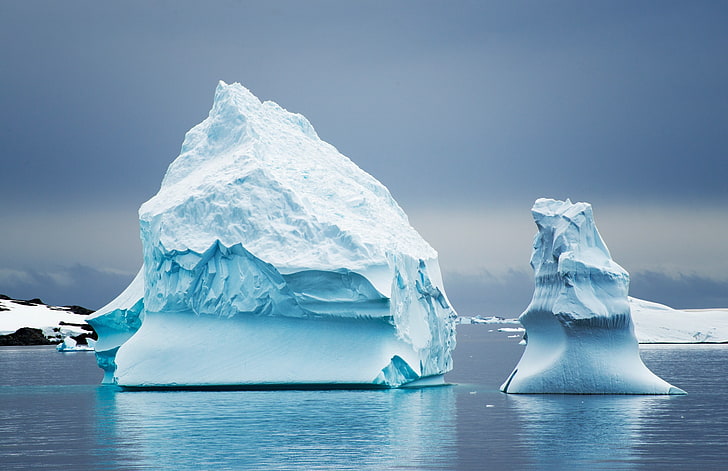 Arctic, sea, iceberg, snow, cold temperature, glacier, water, HD wallpaper