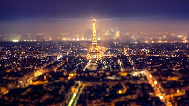 France, Paris, city, Eiffel Tower, lights, beautiful night