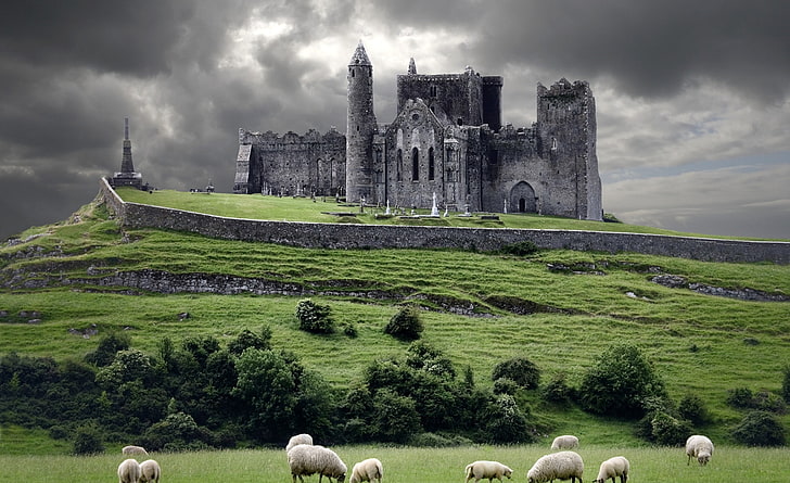 The Rock of Cashel, Ireland, Europe, gray castle wallpaper, cloud - sky, HD wallpaper