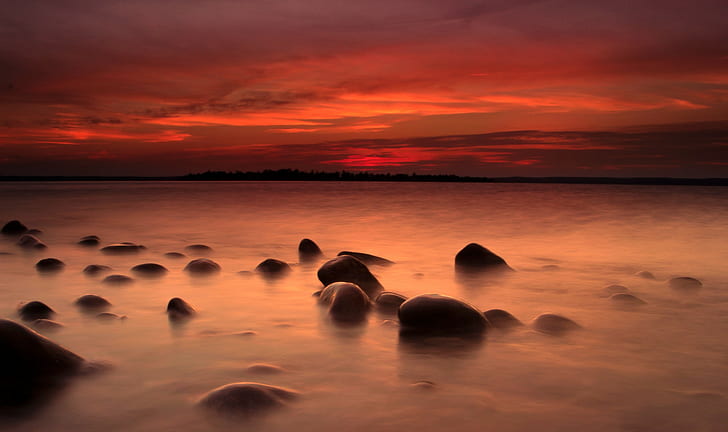 landscape, coast, sunset, HD wallpaper