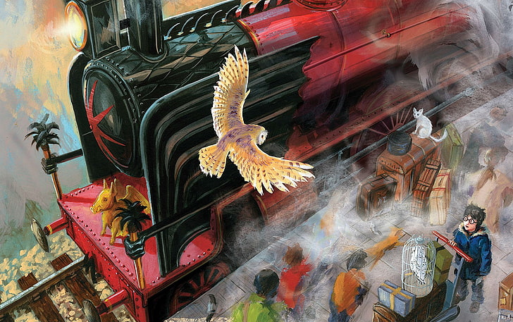 adventure, fantasy, Harry, Locomotive, Magic, owl, Potter, series, HD wallpaper
