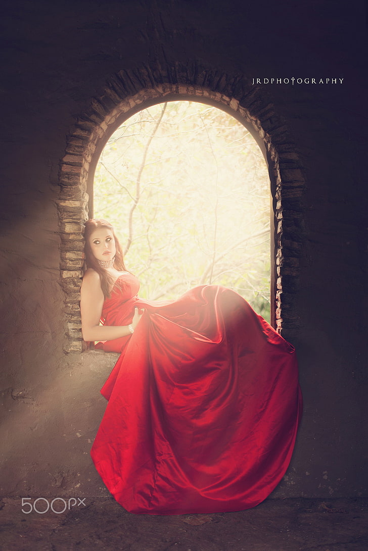 JRD Photography, 500px, fantasy girl, red dress, women, one person, HD wallpaper