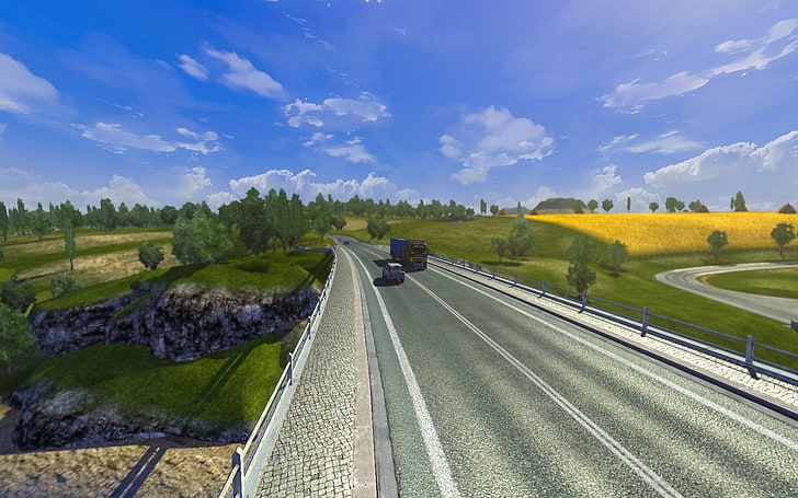 white vehicle illustration, video games, Euro Truck Simulator 2, HD wallpaper