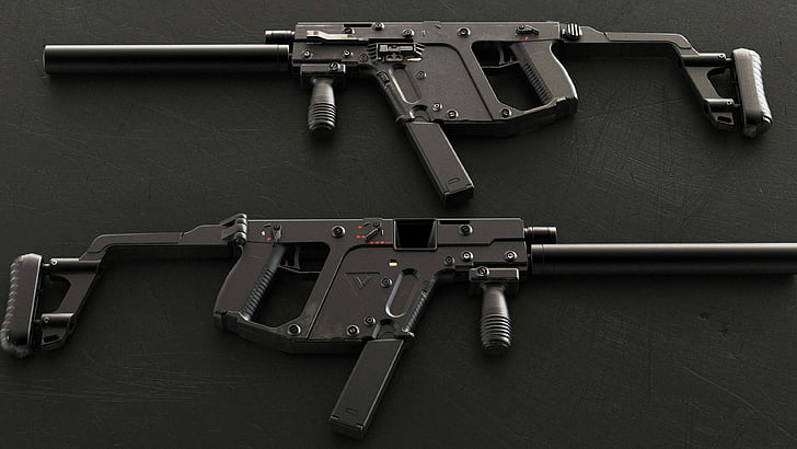 two black assault rifles, KRISS Vector, CRB, Carbine, submachine gun, HD wallpaper