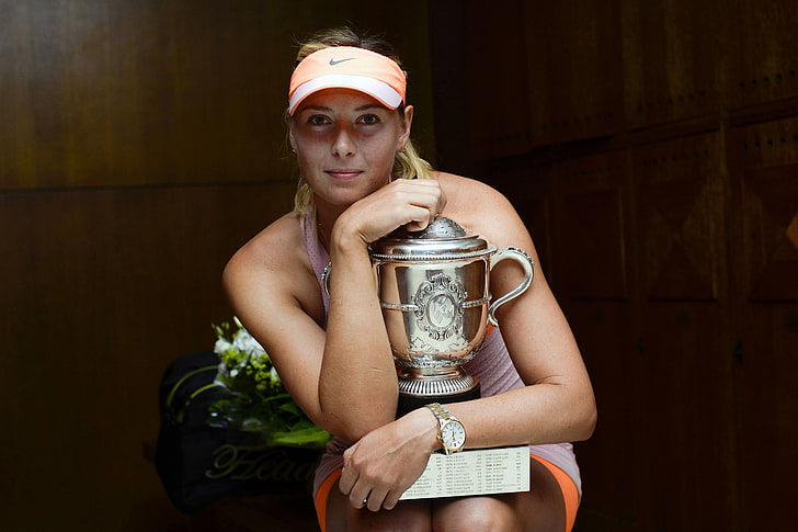 women's orange Nike sunvisor cap, Maria Sharapova, Tennis, Roland Garros