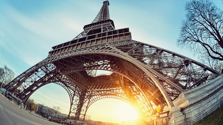 Eiffel Tower, Paris, France, sunset, architecture, built structure, HD wallpaper