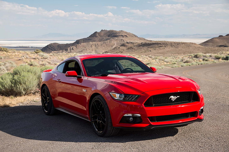 red Ford Mustang, car, red cars, vehicle, mode of transportation, HD wallpaper
