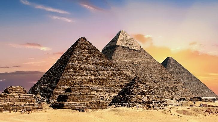 cloud, africa, great pyramids, giza, egypt, sky, sand, landscape, HD wallpaper