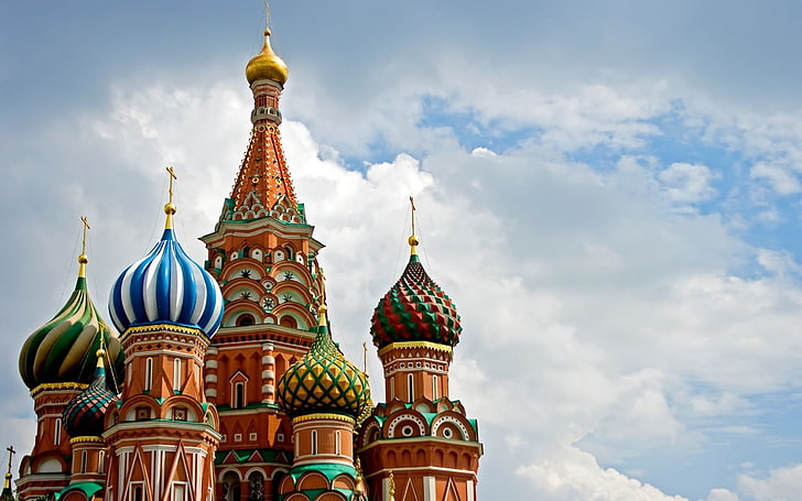 St. Basil's Cathedral, Russia, Moscow, Europe, clouds, architecture, HD wallpaper