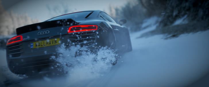 Audi R8 V10, Forza Horizon 4, snow, car, luxury, WALLHAVN, HD wallpaper