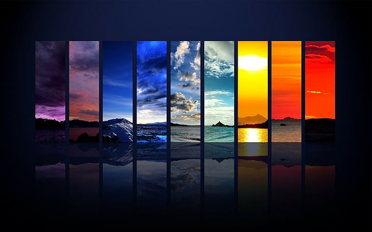 landscape rainbows digital art adobe photoshop four seasons, HD wallpaper